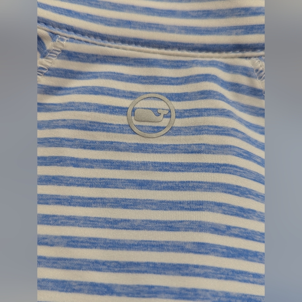 Vineyard Vines Women's Aqua Blue White Stripe Performance 1/4 Zip Top XXS *NWOT - Picture 11 of 15